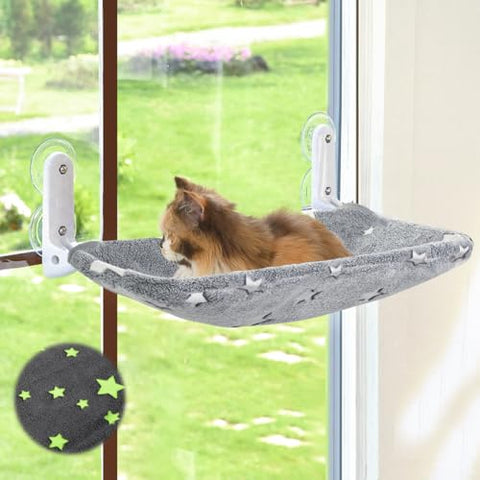 Foldable Pet Hammock Bed for Window with Sturdy Metal Frame
