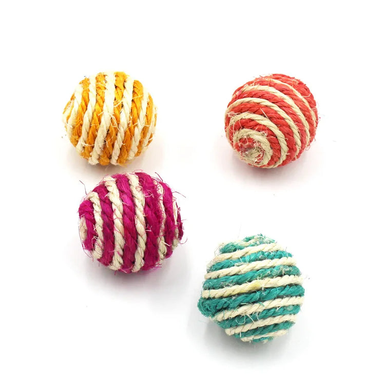 5pcs Cat Sisal Rope Ball Teaser Scratch Chew Toy Pet