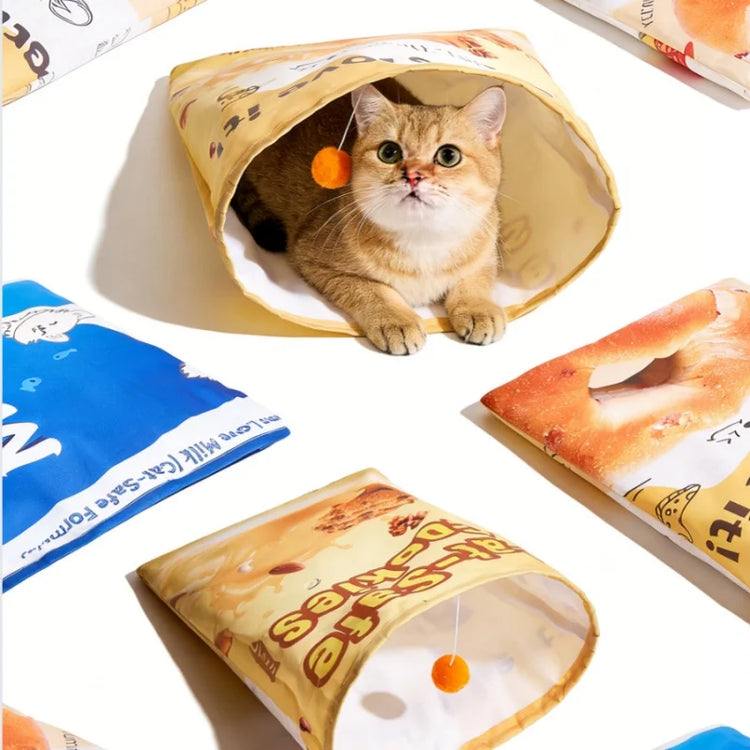 Crinkle Cat Tunnel Foldable Play Tube Dangling Ball
