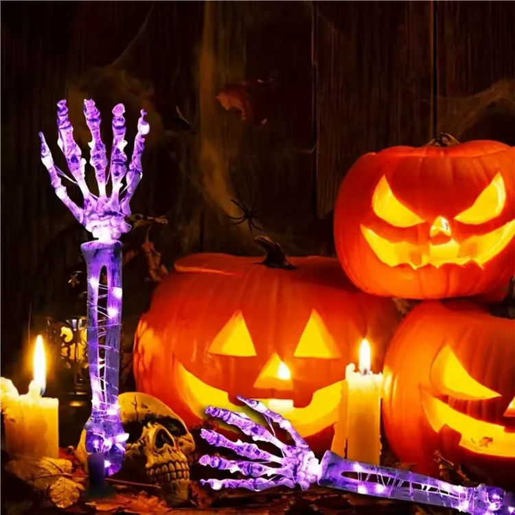 2PC Halloween Solar Garden Lights Outdoor Waterproof Ghost Hand LED Stake Lights Horror Atmosphere Decoration Lamp For Festival