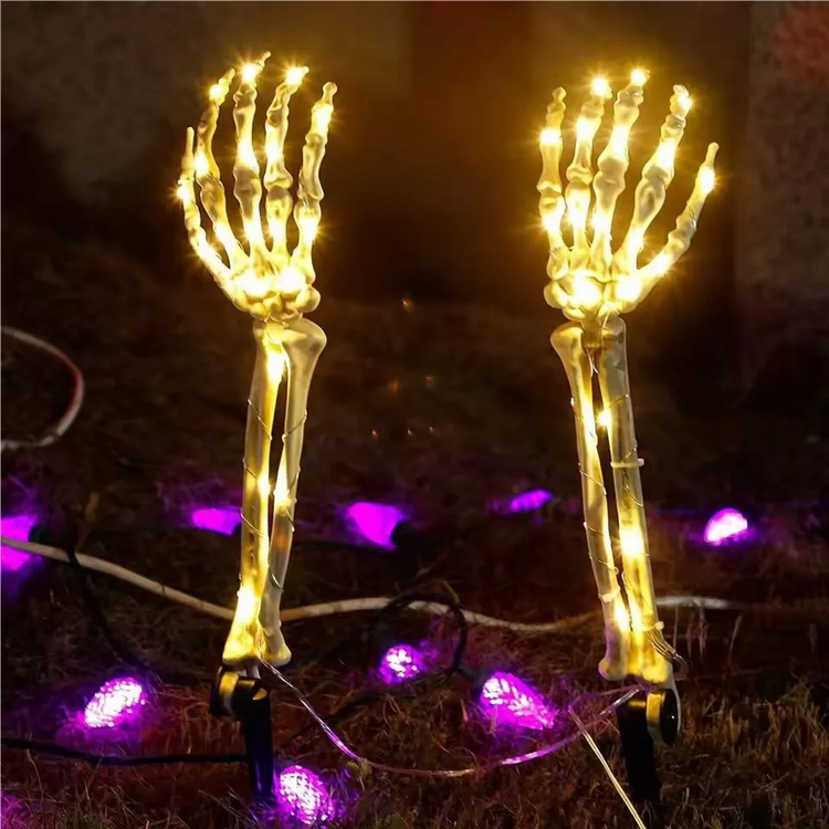 2PC Halloween Solar Garden Lights Outdoor Waterproof Ghost Hand LED Stake Lights Horror Atmosphere Decoration Lamp For Festival