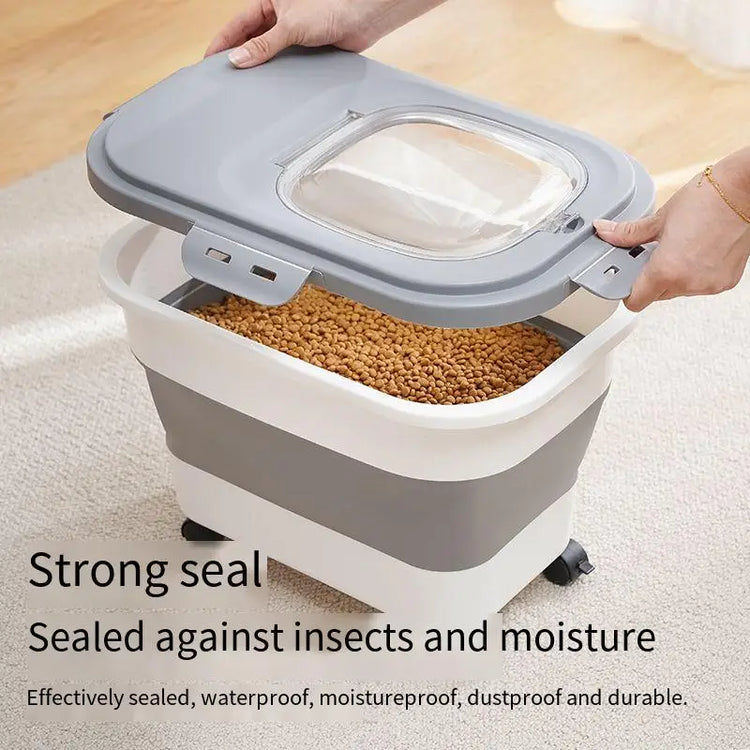 Collapsible Cat Dog Food Storage Container Airtight Box
