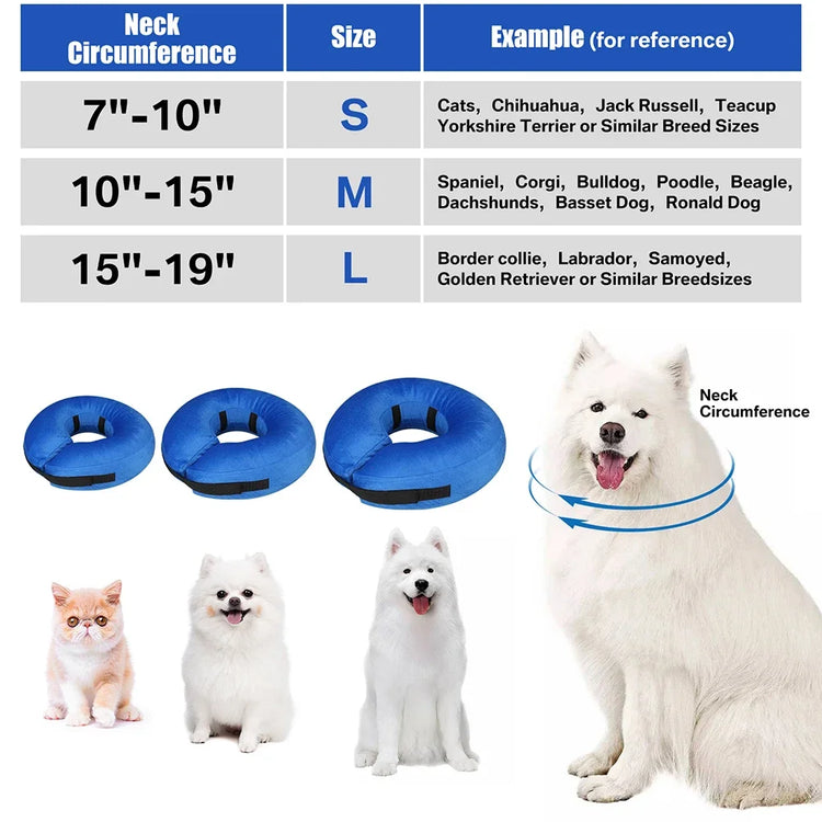 Inflatable Dog Recovery Collar Soft Protective Blow Up