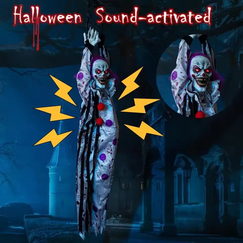 Halloween Decorations Electric Voice-activated Hanging Ghost Clown Hanging Ghost Haunted House Horror Decoration Props