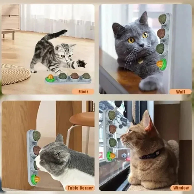 4in1 Rotating Catnip Silvervine Ball Teeth Cleaning Toy Safe