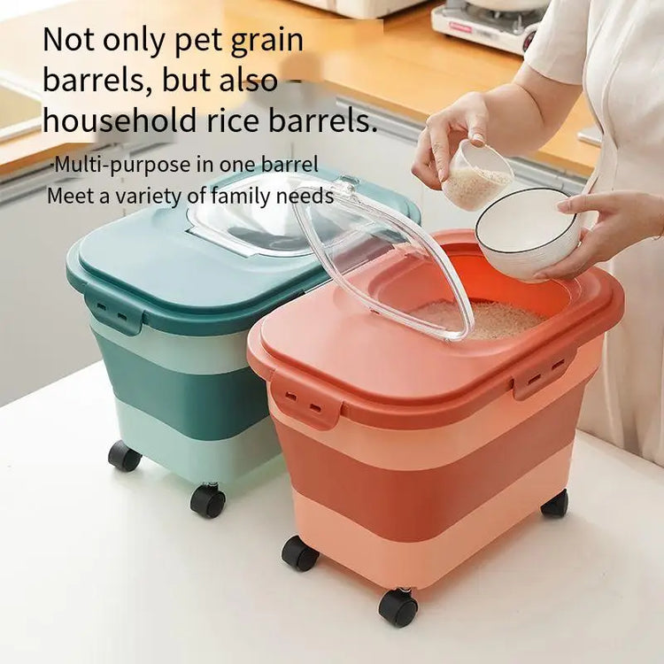 Collapsible Cat Dog Food Storage Container Airtight Box