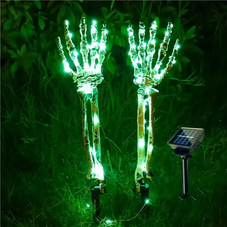 2PC Halloween Solar Garden Lights Outdoor Waterproof Ghost Hand LED Stake Lights Horror Atmosphere Decoration Lamp For Festival