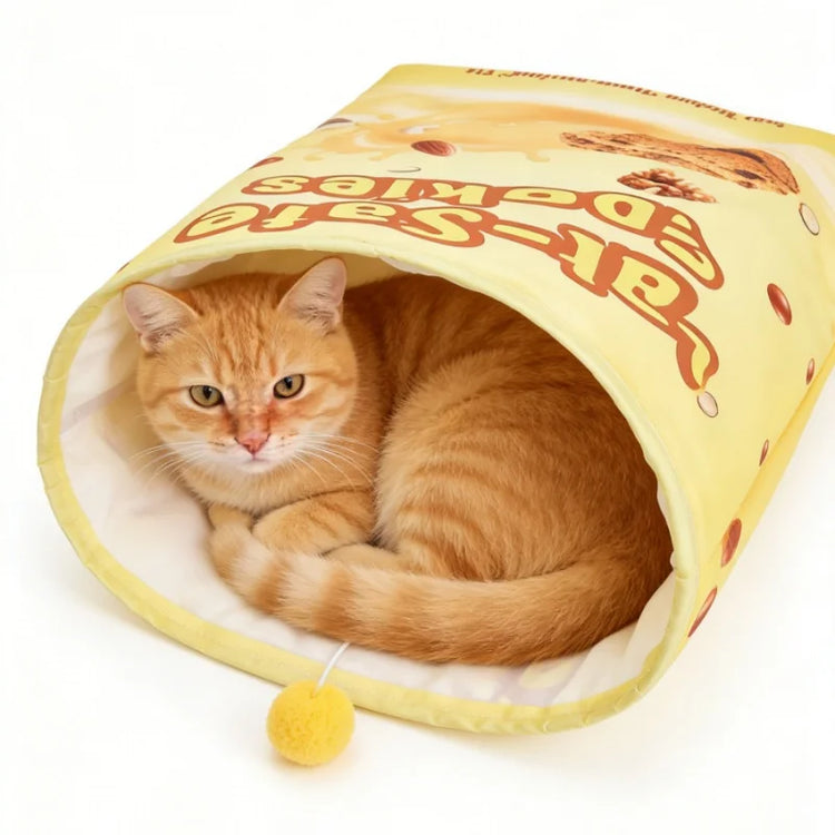 Crinkle Cat Tunnel Foldable Play Tube Dangling Ball