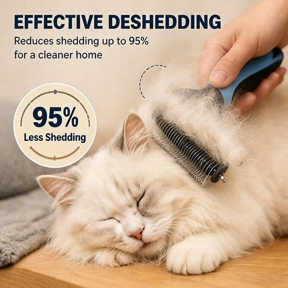 Dual-Sided Undercoat Rake Pet Grooming Comb for Dogs & Cats