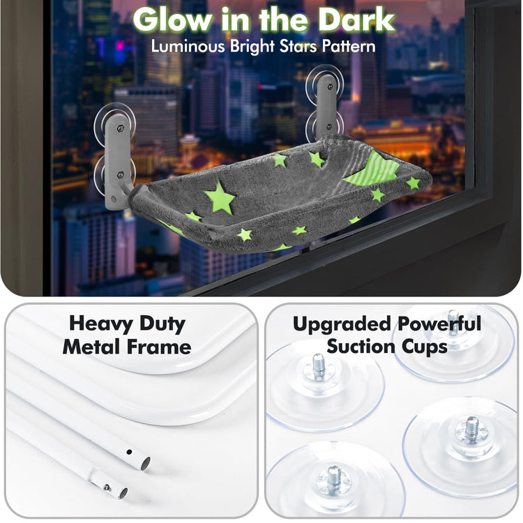 Foldable Pet Hammock Bed for Window with Sturdy Metal Frame