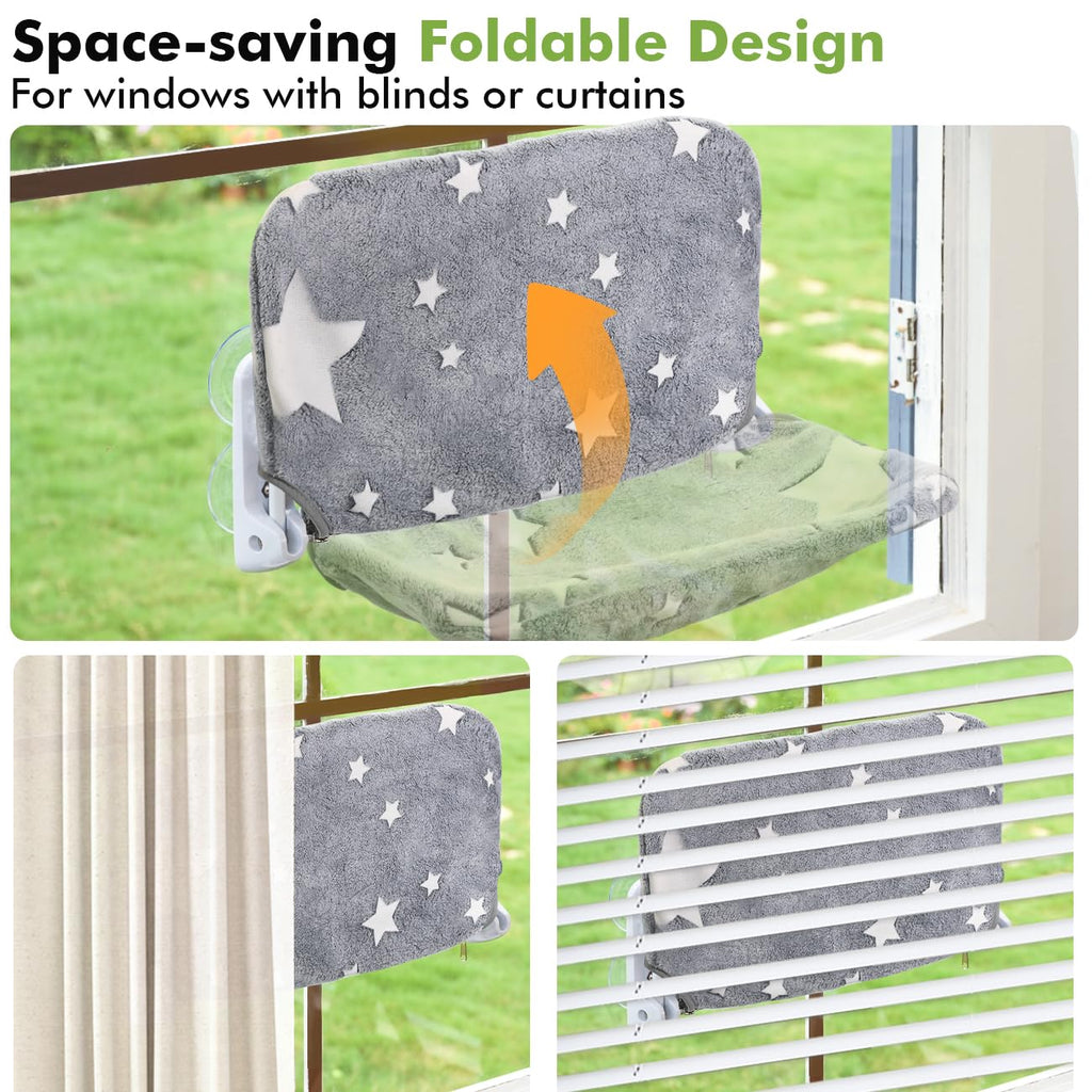 Foldable Pet Hammock Bed for Window with Sturdy Metal Frame