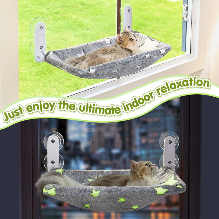Foldable Pet Hammock Bed for Window with Sturdy Metal Frame