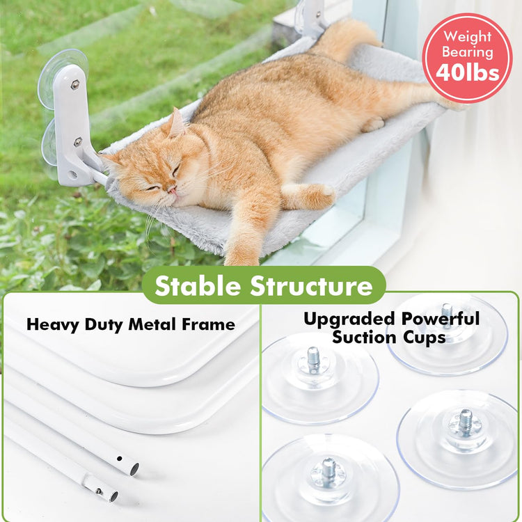 Foldable Pet Hammock Bed for Window with Sturdy Metal Frame