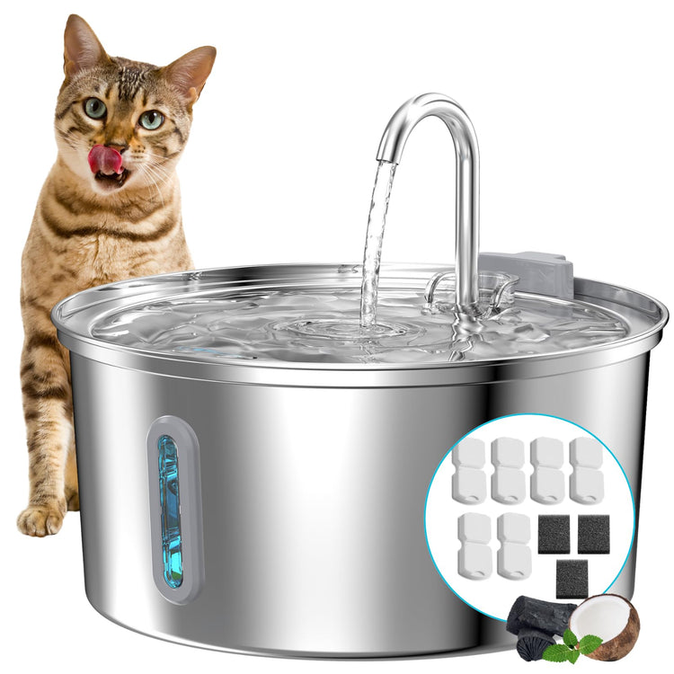 Metal Pets Water  Stainless Steel Bowl with  Ultra Quiet Pump