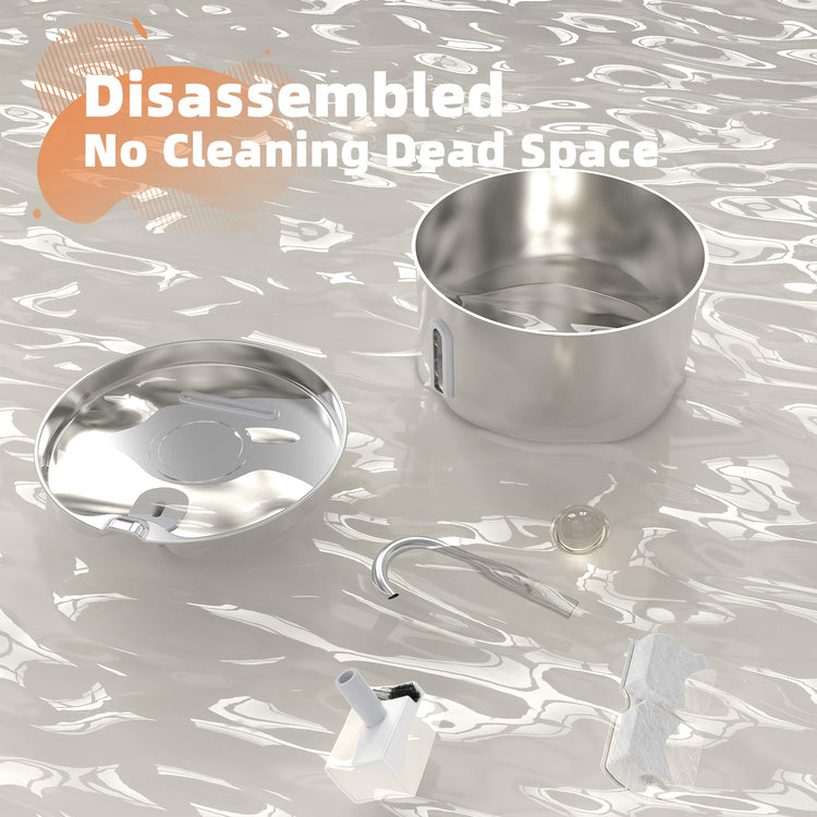 Metal Pets Water  Stainless Steel Bowl with  Ultra Quiet Pump