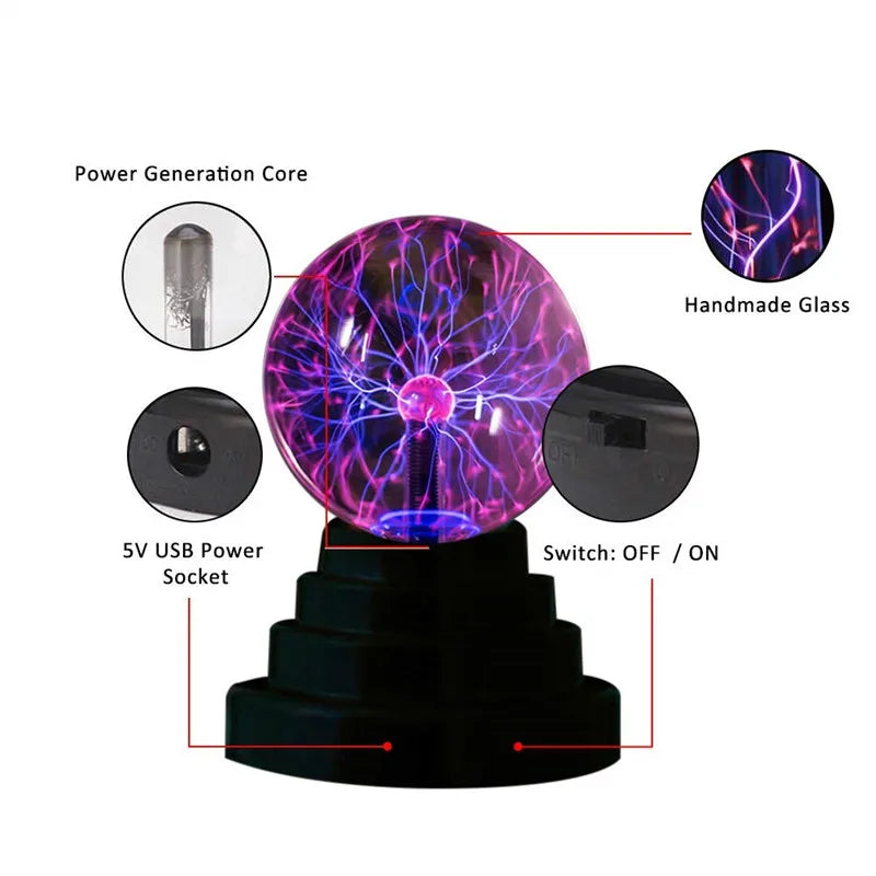 Magic Plasma Ball Lamp Touch Glass LED Night Light Atmosphere Lights Christmas Party Bedroom Decor Kids Birthday Gift Toy