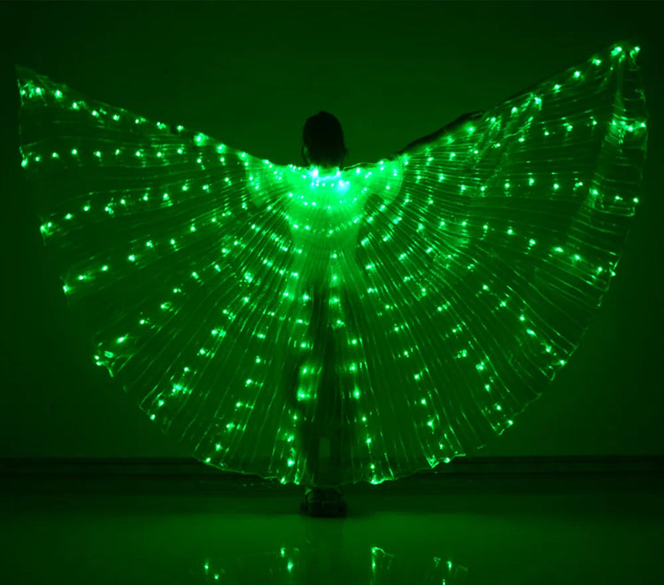 LED Wings Belly Dance Wings Isis Halloween Wings Prop Shining LED Lamp Wings Belly Dance Costumes Accessories Sticks Adult Child
