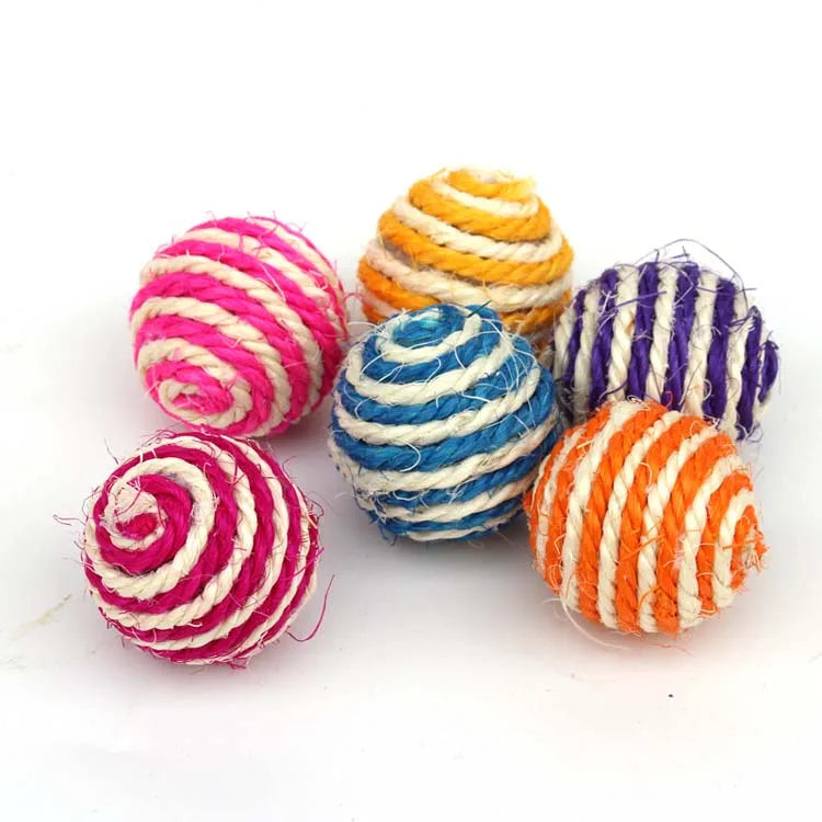 5pcs Cat Sisal Rope Ball Teaser Scratch Chew Toy Pet