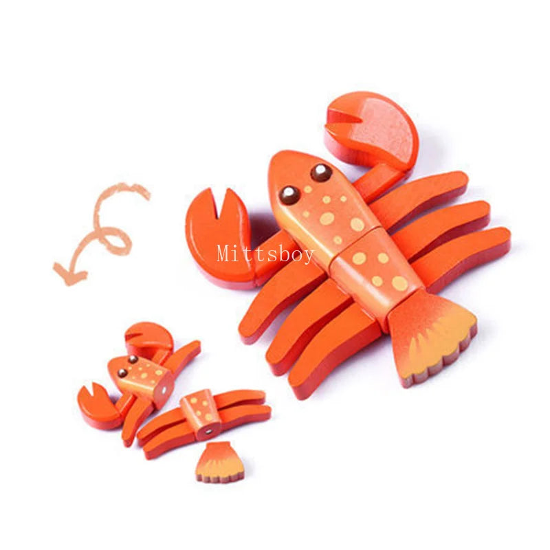 Montessori Magnetic Animal Play House Wooden Edu Toys