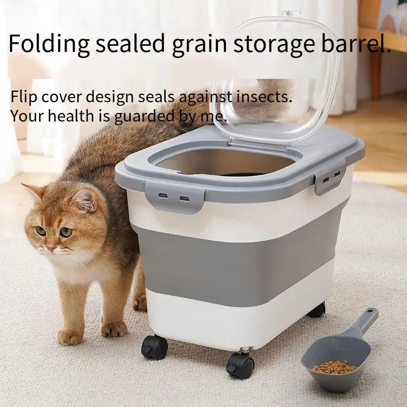 Collapsible Cat Dog Food Storage Container Airtight Box