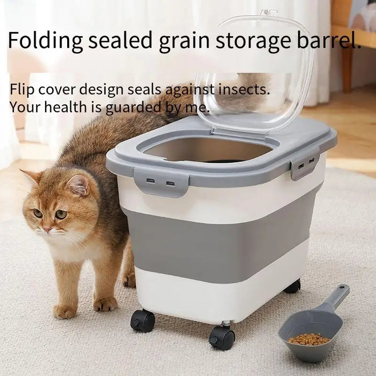 Collapsible Cat Dog Food Storage Container Airtight Box
