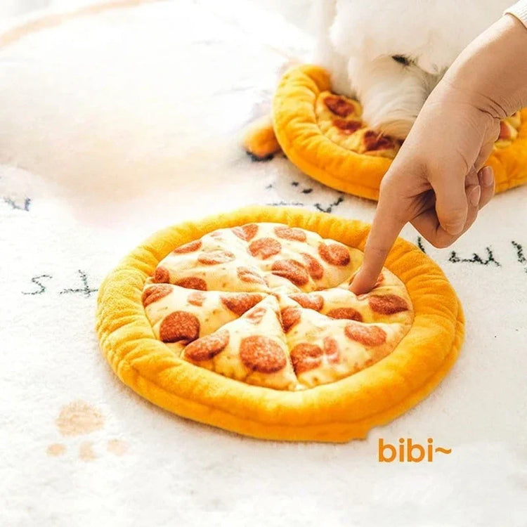 Plush Dog Pizza Squeak Chew Grinding Teeth Toy Supplies