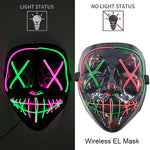 Wireless Neon LED Purge Mask Glow in The Dark Cosplay Horror Mask Halloween Masquerade Party Masks Glowing Funny Dress Up