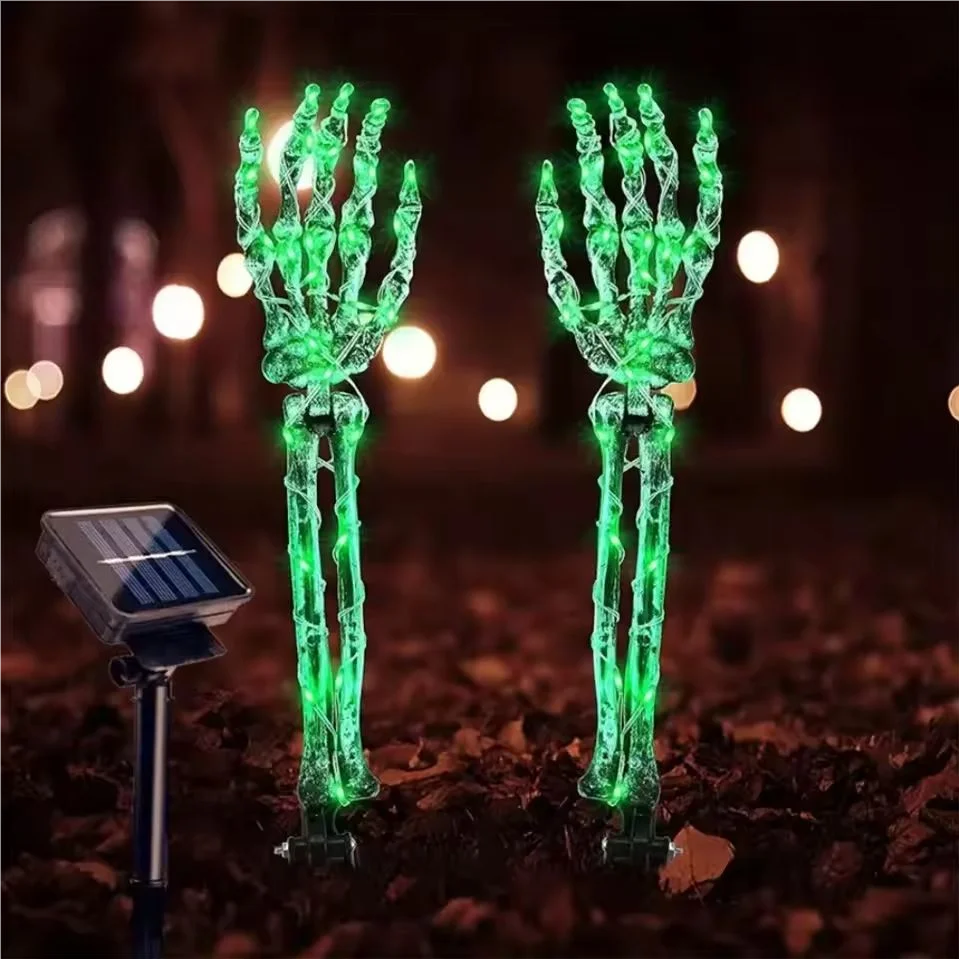 2PC Halloween Solar Garden Lights Outdoor Waterproof Ghost Hand LED Stake Lights Horror Atmosphere Decoration Lamp  For Festival