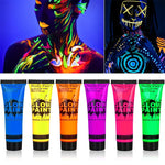 6PCS 25ml Fluorescent Paint Glow In The Dark Light Body Paint Face Painting for Party Halloween Event Makeup Club Makeup Xmas Gl