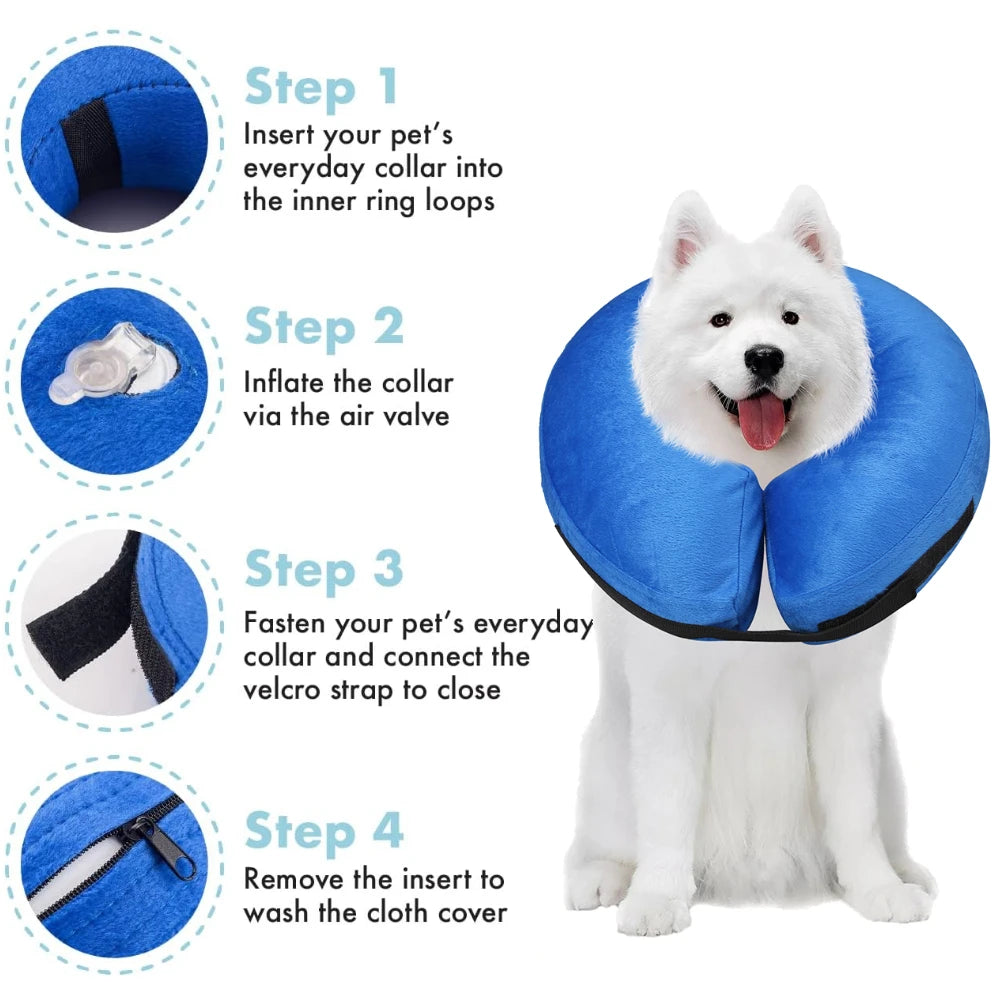 Inflatable Dog Recovery Collar Soft Protective Blow Up
