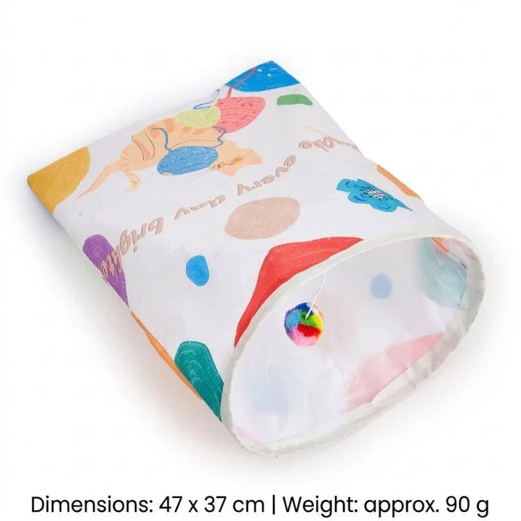 Crinkle Cat Tunnel Foldable Play Tube Dangling Ball