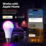 Matter WiFi E27 Smart LED Light Bulbs Dimmable RGB+2700K-6500K Lamp Work With Ewelink Apple Home Alexa Google Home Yandex Alice