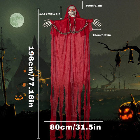 1PC Hanging Grim Reaper Skeletons Decor with Glow in Dark Waterproof Outdoor Halloween Props for Haunted House Party Supplies