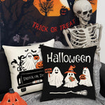 1pc/4pcs Halloween decoration pillow cover, trick or treat cushion cover, ghost, pumpkin head, bat decoration sofa cushion cover