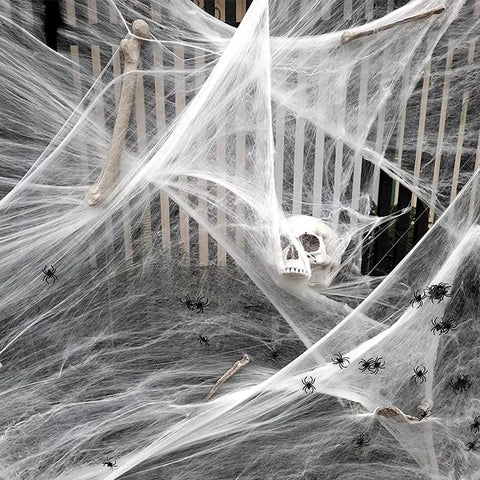 Halloween Decoration White Spider Web Artificial Stretchy Cobweb for Halloween Scary Home Party Scene Props Haunted House Decor