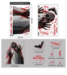 Halloween Static Cling Stickers Scary Ghost Woman Bloody Handprint Window Decals Spooky Party Home Decor Horror Decorations