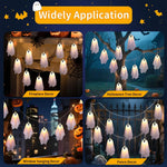 Ghost Halloween Lights, 8 Modes Waterproof String Garland, Indoor Outdoor Decorations for Party, Haunted House, Fireplace, Porch