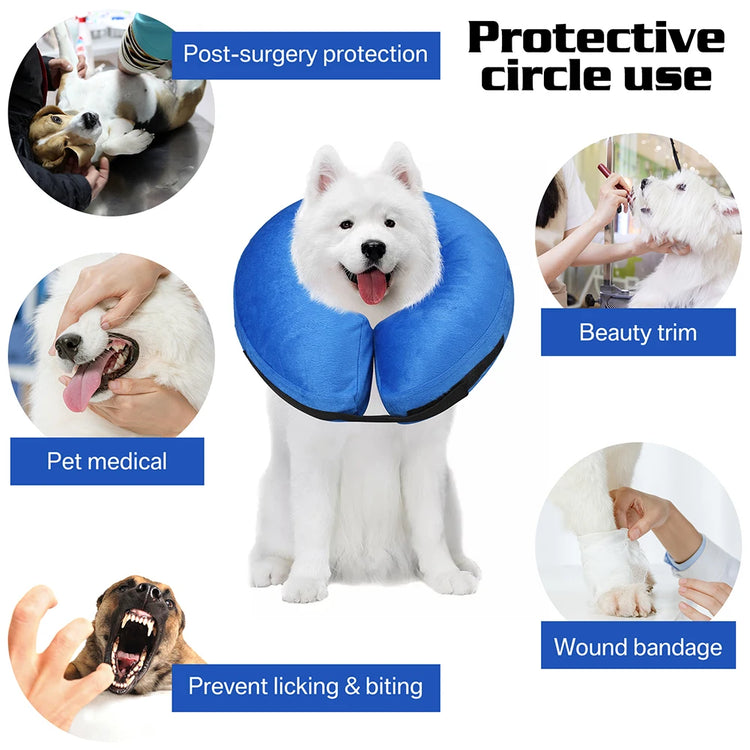 Inflatable Dog Recovery Collar Soft Protective Blow Up