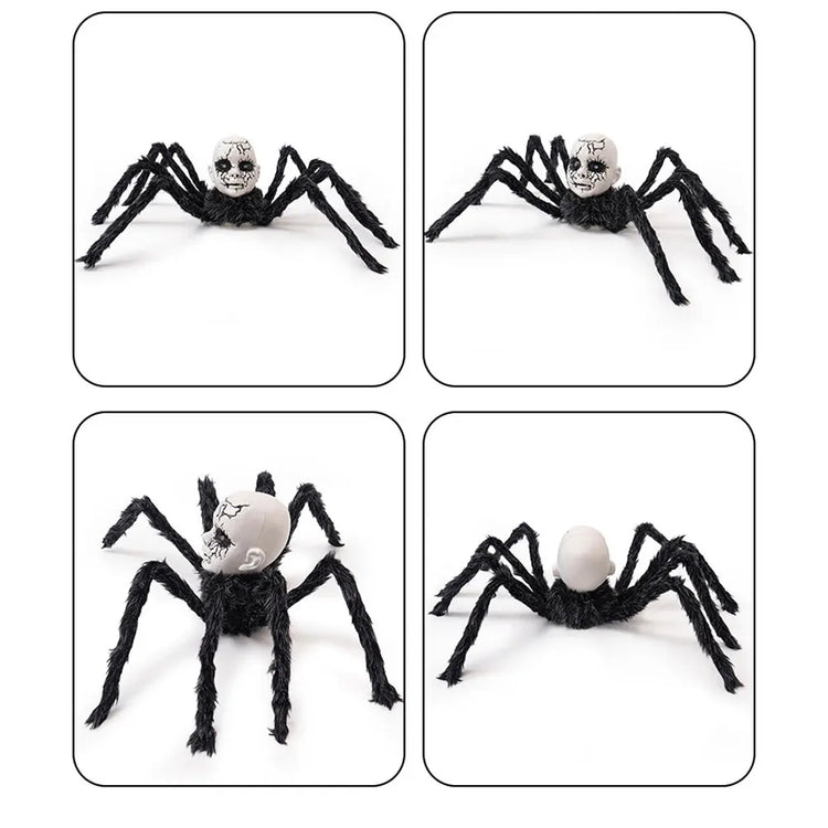 Halloween Animatronic Doll Face Spider Motion Activated Glowing Eyes Sound Control Scary Walking Toy Haunted House Prop