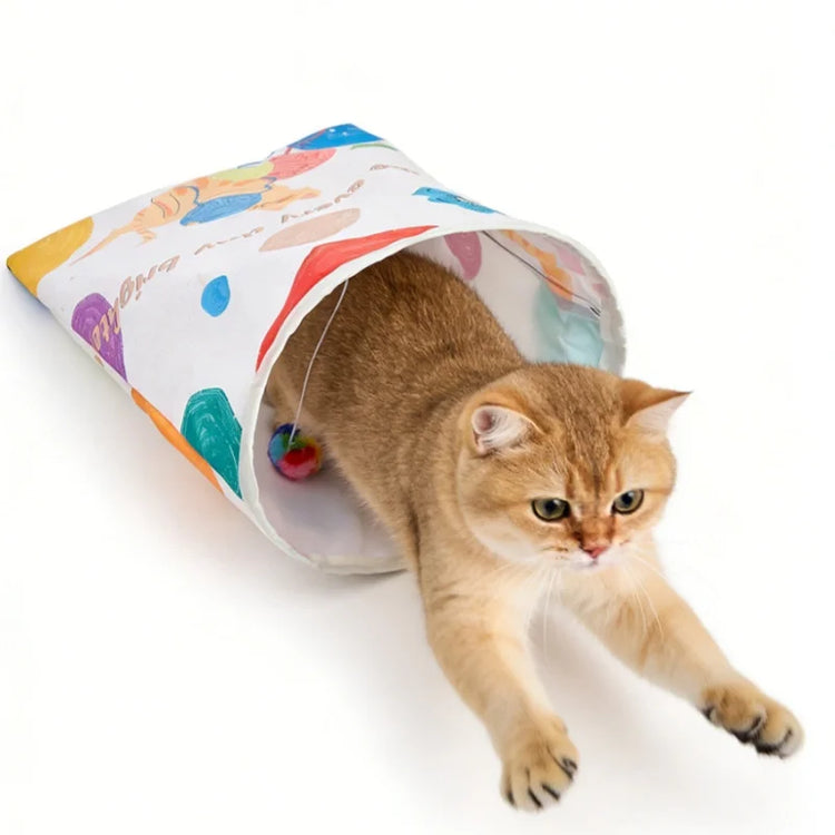 Crinkle Cat Tunnel Foldable Play Tube Dangling Ball