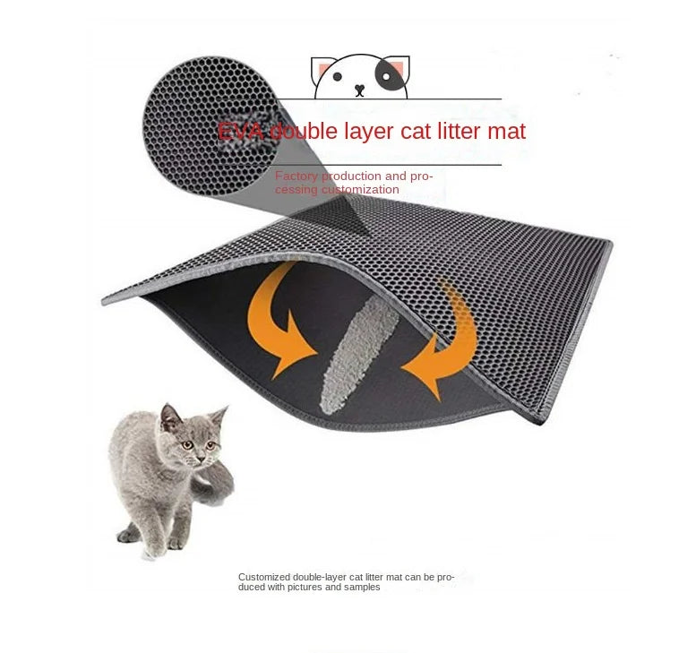 Double Layer Cat Litter Mat Waterproof Toilet Rug