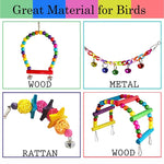 7pcs Wood Parrot Bird Toys Cage Swing Bridge Bells Set