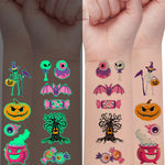 10Sheets(106 Patterns) Glow in the Dark Temporary Tattoos Stickers, Halloween Vampire, Skeleton, Zombie, Ghost, Pumpkin Designs