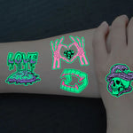 10Sheets(106 Patterns) Glow in the Dark Temporary Tattoos Stickers, Halloween Vampire, Skeleton, Zombie, Ghost, Pumpkin Designs