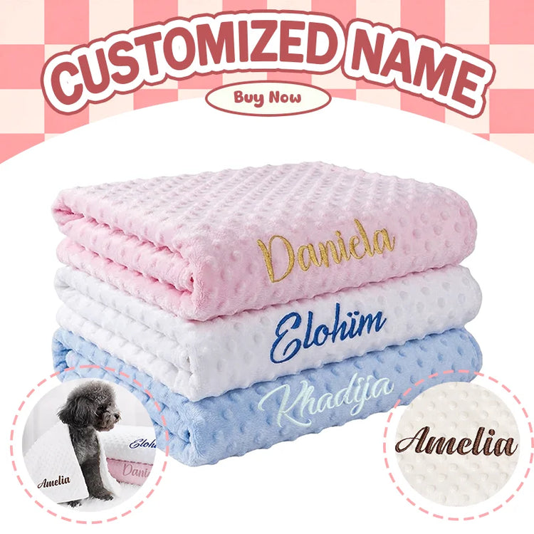 Custom Name Pet Blanket Soft Minky Dog Travel Mat