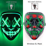 Wireless Neon LED Purge Mask Glow in The Dark Cosplay Horror Mask Halloween Masquerade Party Masks Glowing Funny Dress Up