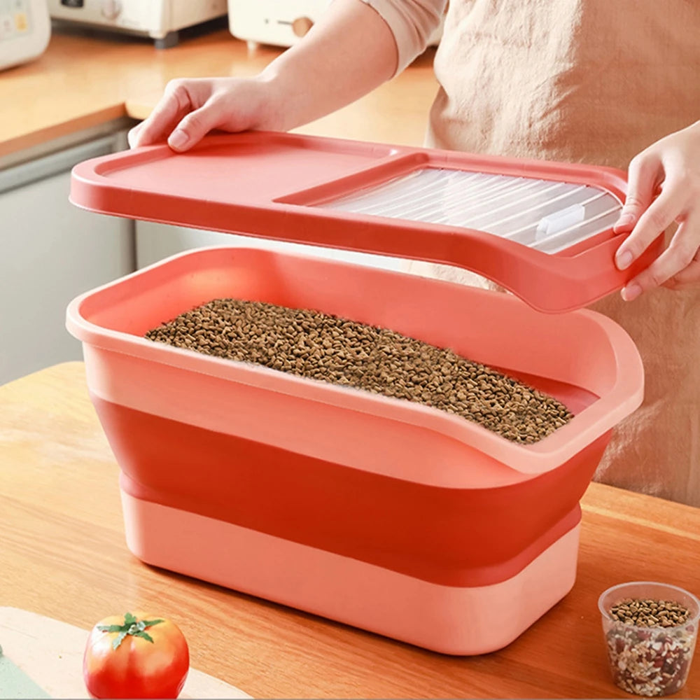 Collapsible Cat Dog Food Storage Container Airtight Box