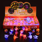 20/50pc Halloween LED Light Up Rings Toys Horror Pumpkin Ghost Spider Glow Finger Rings for Kids Trick Party Supplies Party Gift