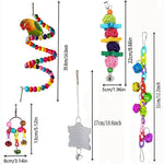 7pcs Wood Parrot Bird Toys Cage Swing Bridge Bells Set