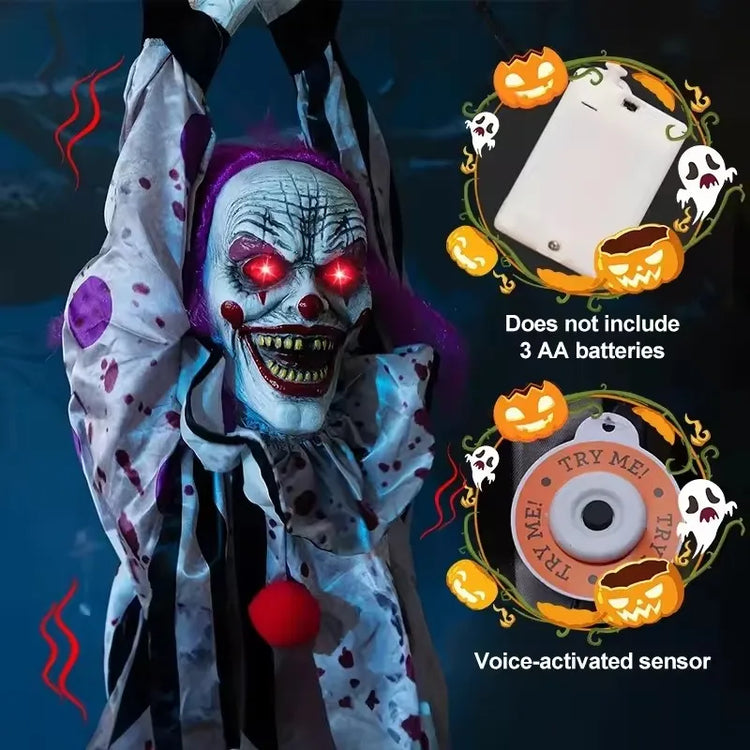 Halloween Decorations Electric Voice-activated Hanging Ghost Clown Hanging Ghost Haunted House Horror Decoration Props